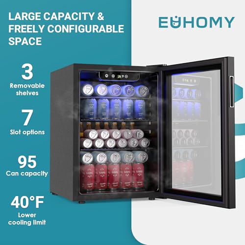 100 Can Beverage Refrigerator Mini Fridge with Glass Door, 2.7 cu.ft Z3716