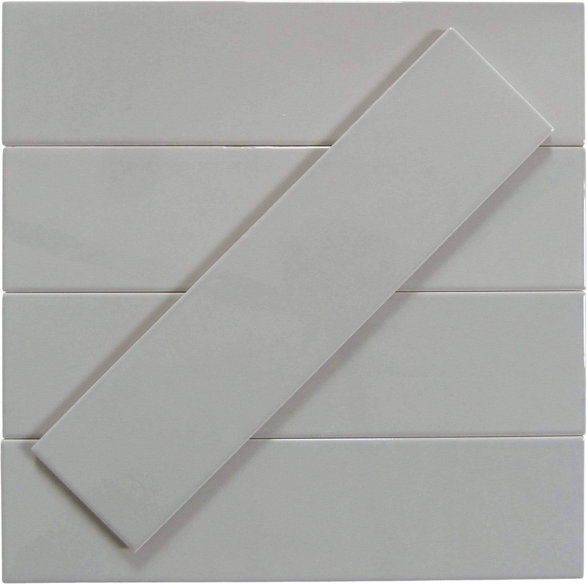 Plain Grey Glossy Ceramic Subway Tile X6677