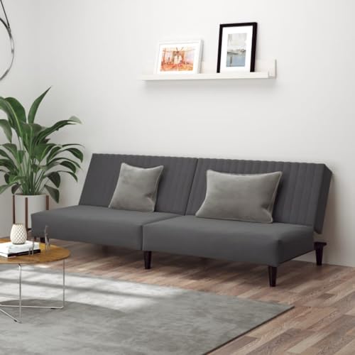 Dark Gray Velvet 2-Seater Sofa Bed X5555