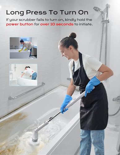 Cordless Electric Spin Scrubber with 2 Adjustable Speeds and 4 Replaceable Heads B836