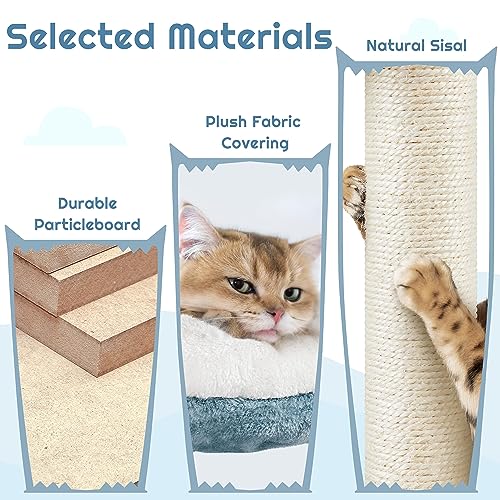 Ocean-Themed Cat Tree Multi-Level Cat Tower Plush Cat Furniture U56523