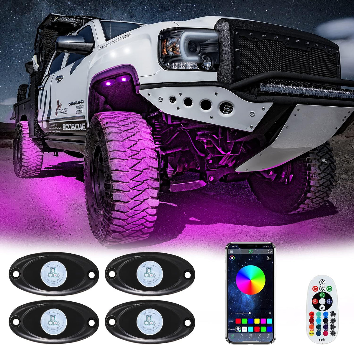 RGB LED Rock Lights 4PODS U1510