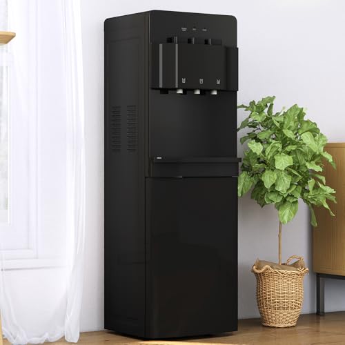 Black Bottom Loading Water Cooler Dispenser with 3 Temperature Settings I699841