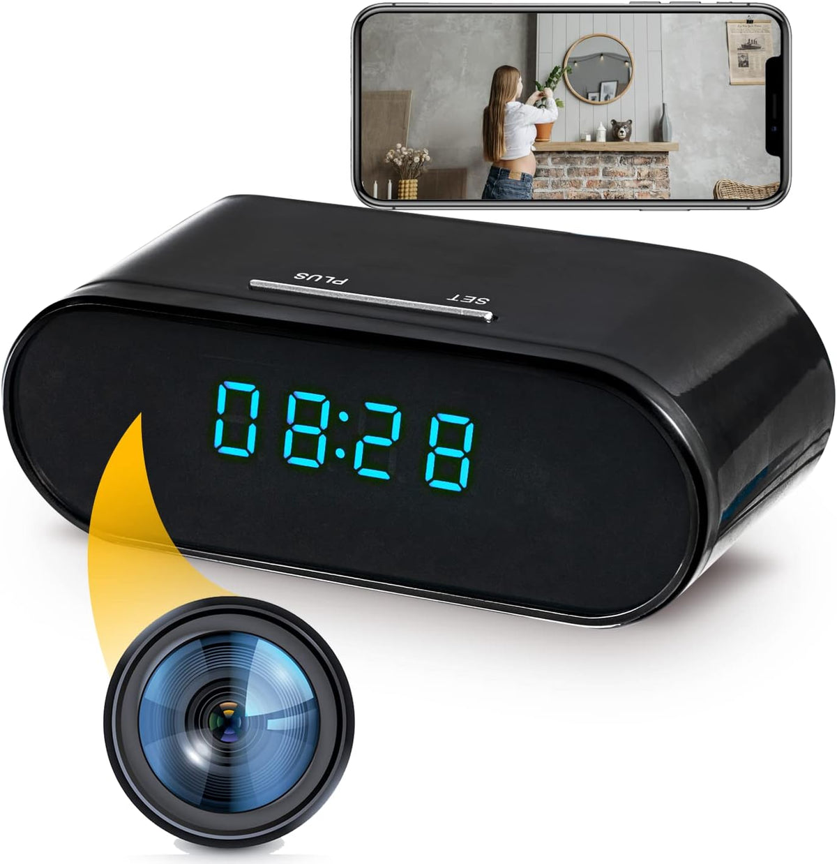 1080P Indoor Security Camera with Alarm Clock O586828