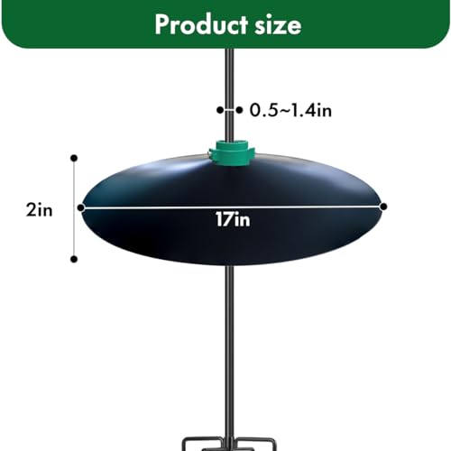 17" Extra Large Black Metal Squirrel Baffle for Bird Feeder Pole U124290