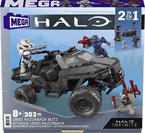 303 Piece UNSC Razorback Blitz Vehicle Building Toy Set with 4 Micro Action Figures J831727