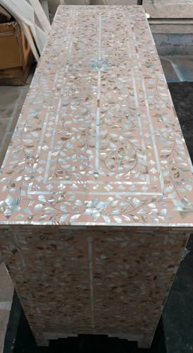 Pink Gray Hand Painted Wooden Chest of Drawers E323
