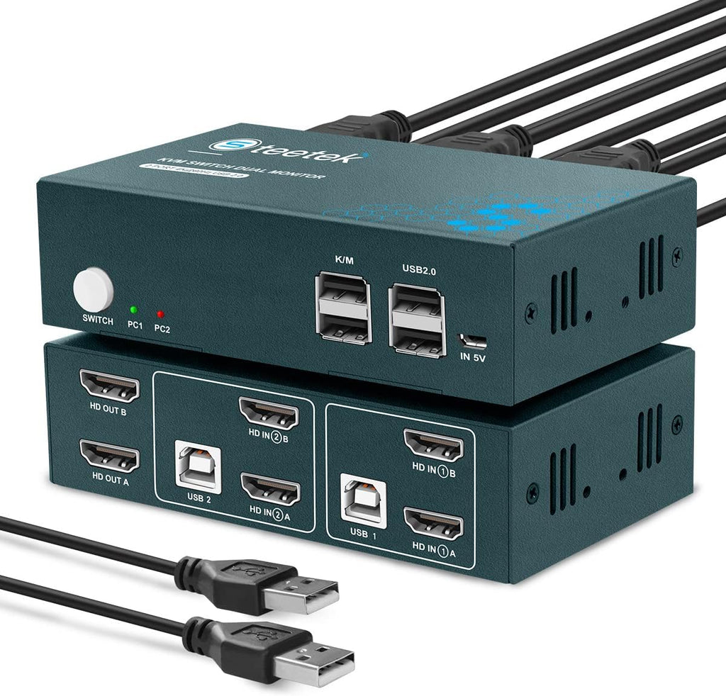 Dual Monitor 2 Port 4K@60Hz HDMI KVM Switch L3038