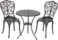 Cast Aluminum 3-Piece Bistro Set Two Chairs & Table Antique Bronze Finish V278924