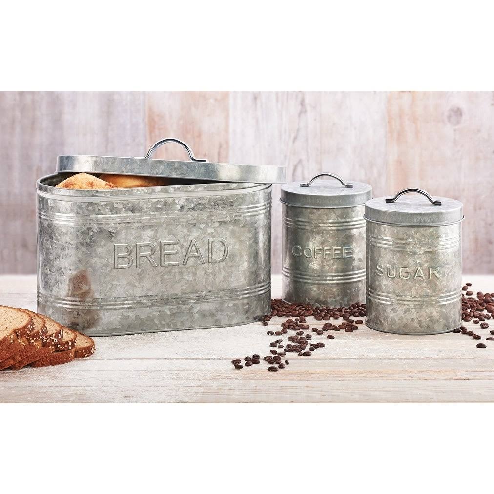 Galvanized Metal Storage Canisters, Set of 3 B8792