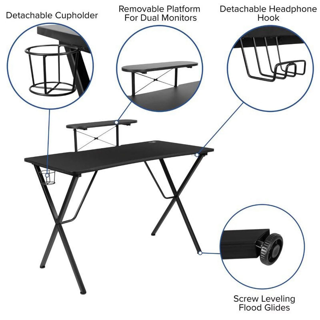 Black Gaming Desk and Reclining Swivel Chair H85522