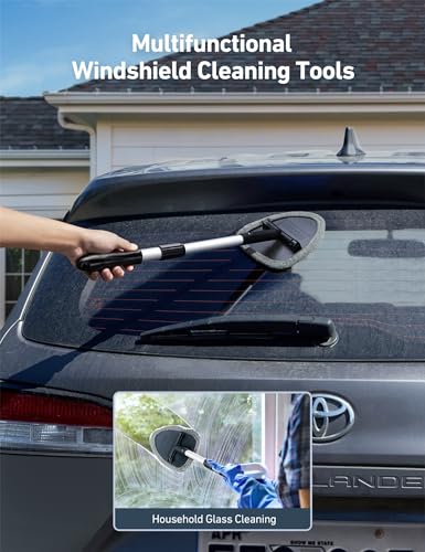 Windshield Cleaner with 4 Reusable Microfiber Pads and Extendable Handle L262