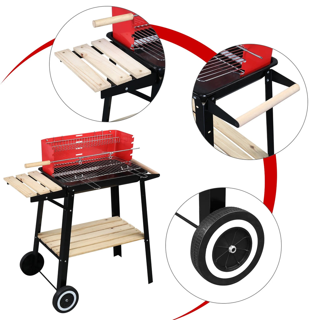 Square Enamel Charcoal Oven Black Red D59448