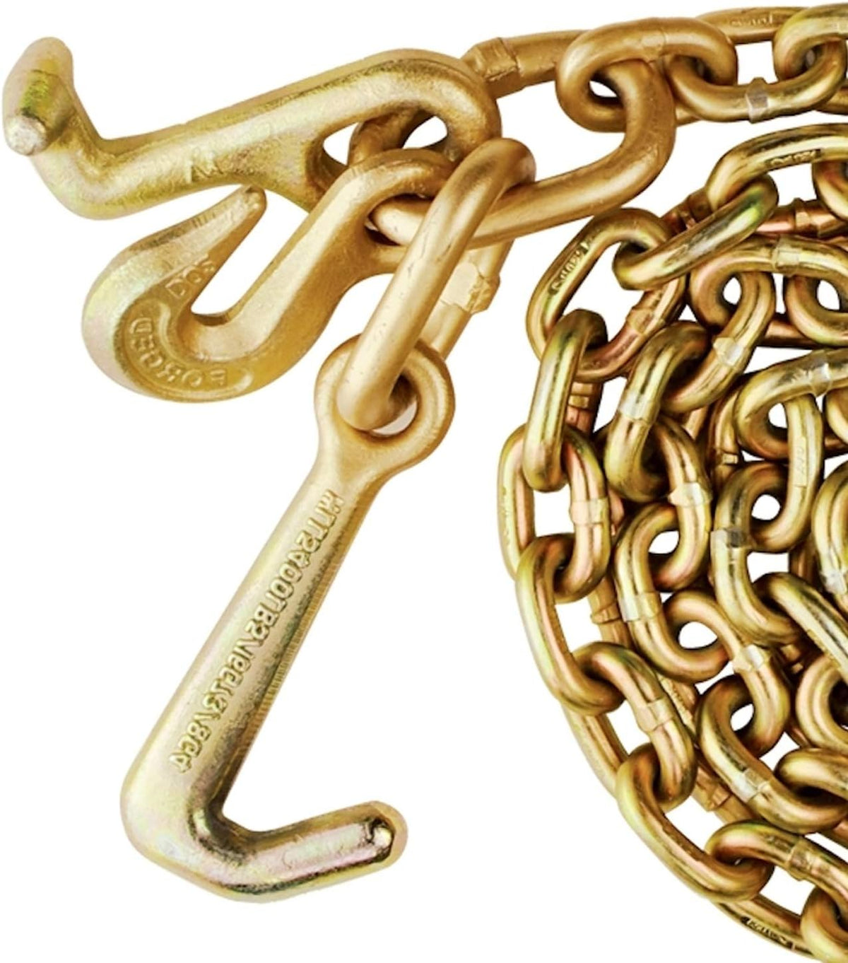 Tow Chain with 8 Inch Forged J Hook, Grade 70, 8 Foot, Pack of 2 D892