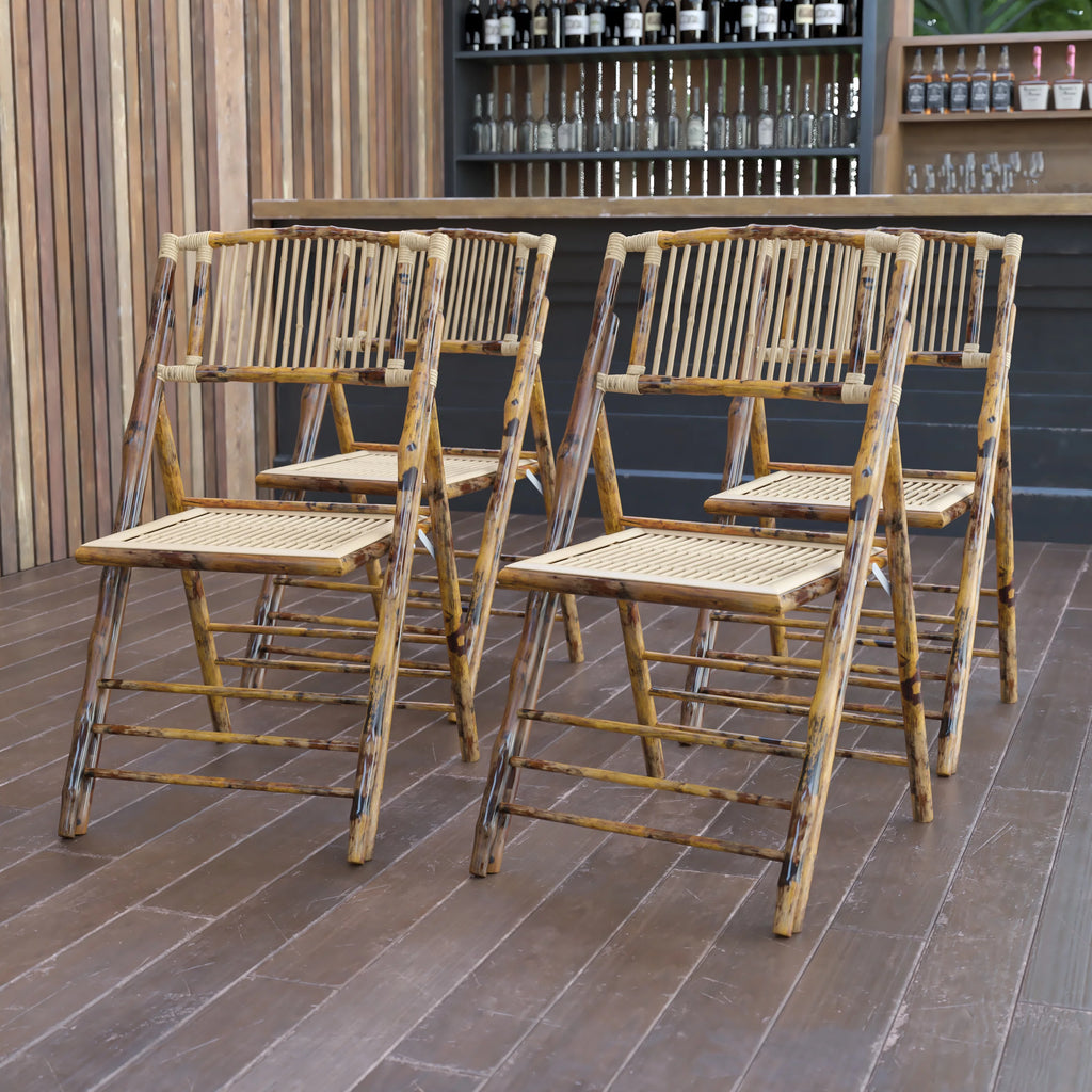 4 Pack Bamboo Wood Folding Chair W670