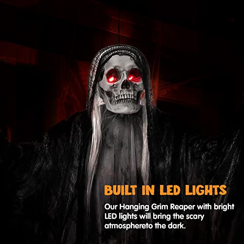 Hanging Grim Reaper Halloween Decoration with Glowing Eyes and Sound Z8807