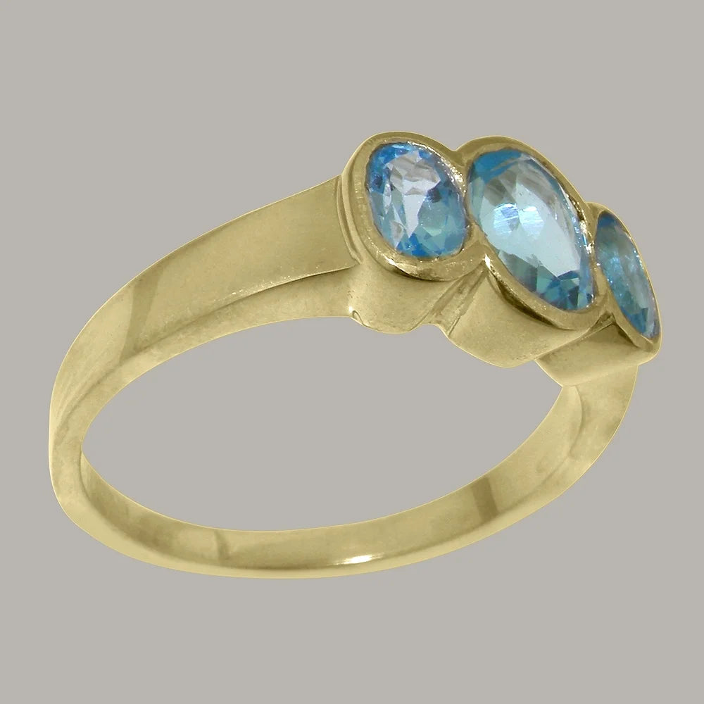 14k Yellow Gold Natural Blue Topaz Womens Ring M8194
