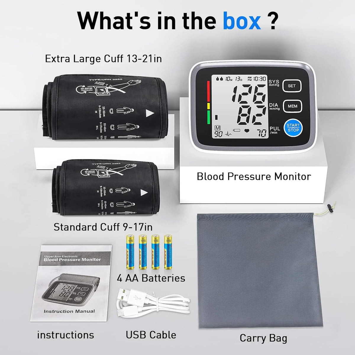 Blood Pressure Monitor 2 Cuff Sizes Upper Arm Automatic Digital L932