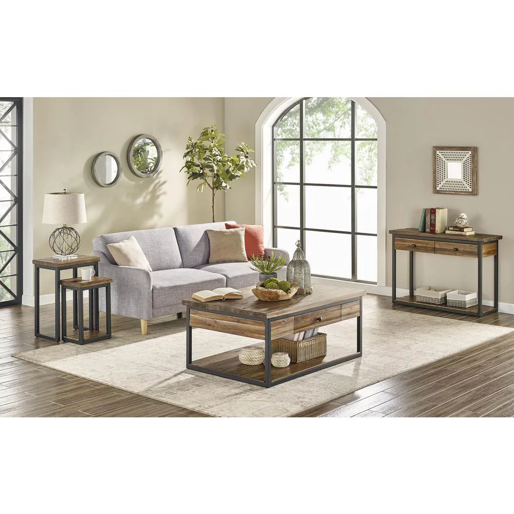 Rustic Wood Nesting End Tables Set of Two J3151