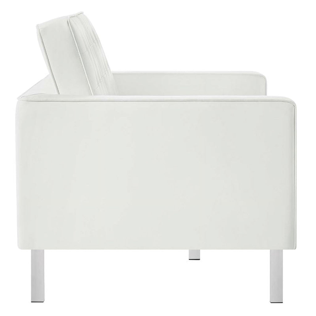 White Faux Leather Tufted Loveseat Y819270