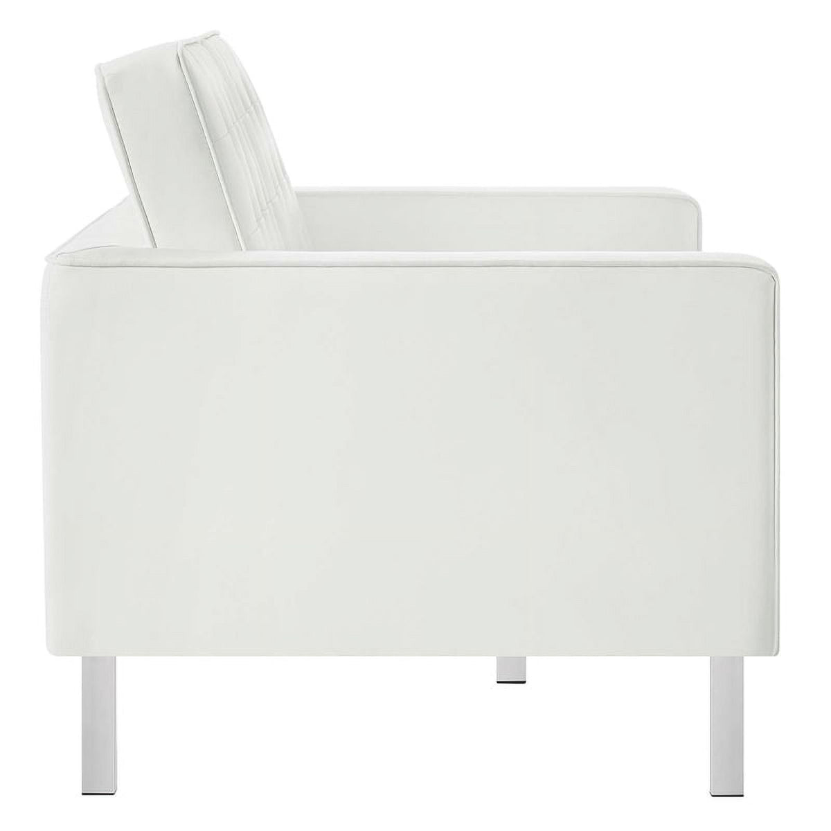 White Faux Leather Tufted Loveseat Y819270