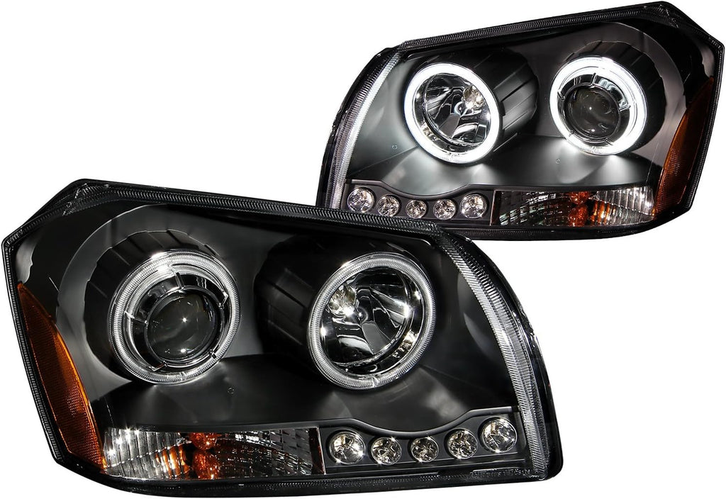 Black Projector Headlight Set with CCFL Halo U960205