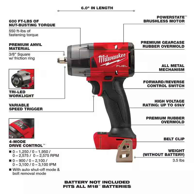 18V Brushless Cordless 3/8 in. Impact Wrench & Ratchet Q78050