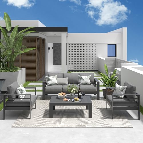 7 Seats Aluminum Patio Furniture Set with Coffee Table I326175