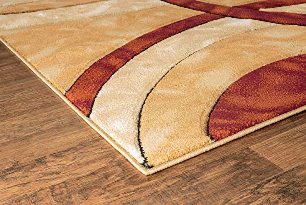 5x7 Dark Red Circles Area Rug I470