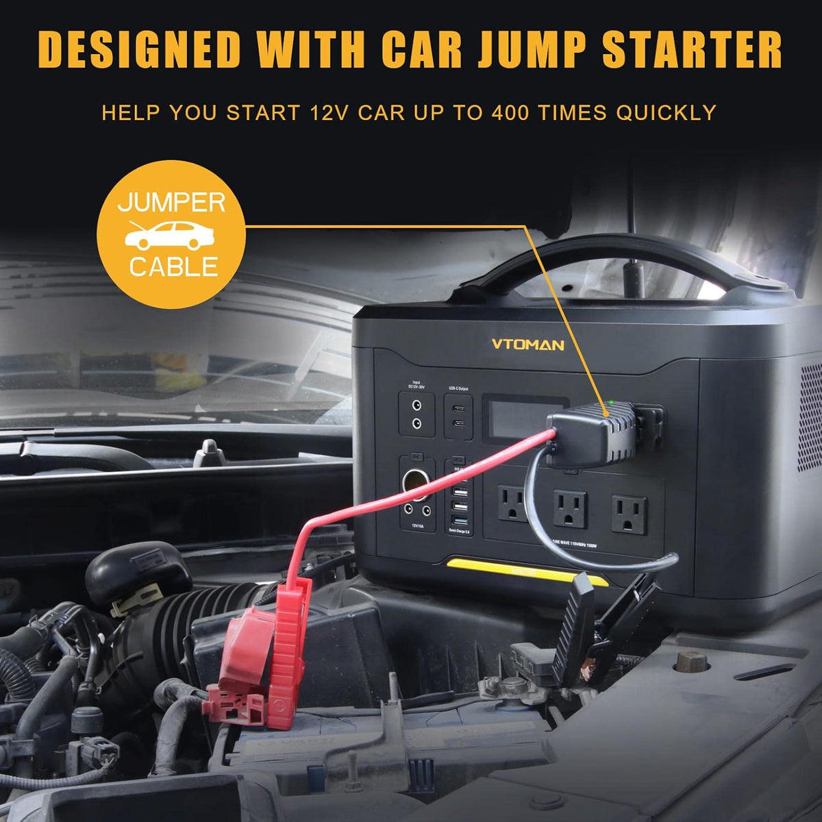 Portable Power Station with Jump Starter, 1500W/1548Wh LiFePO4 Battery M7997