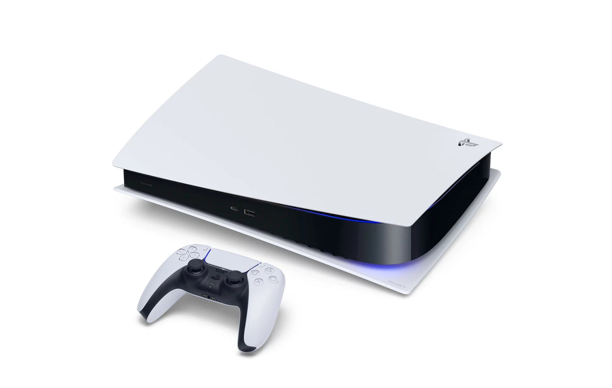 White PlayStation 5 Disc Edition Console with Two Controllers U4109