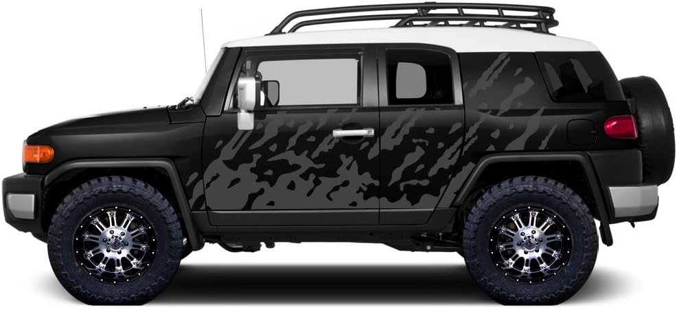 Burst Side Graphics Kit 3M Vinyl Decal Wrap Compatible with Toyota FJ Cruiser 2007-2014 - Nimbus Gray P949