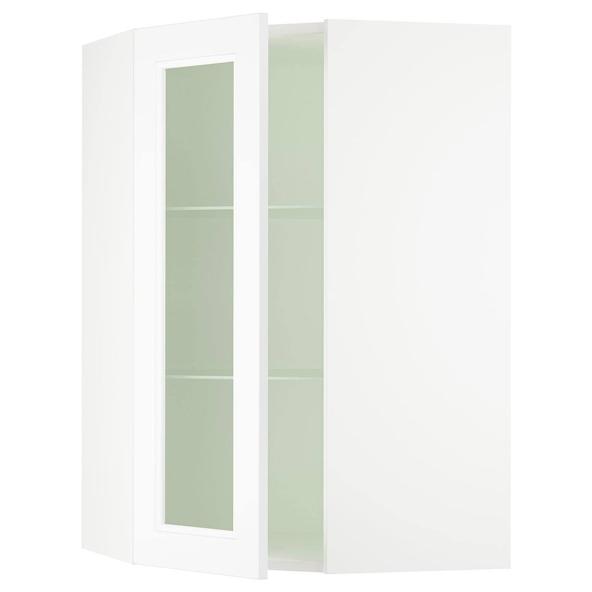 Corner Wall Cabinet with Glass Door, White, 26x15x40 W7526
