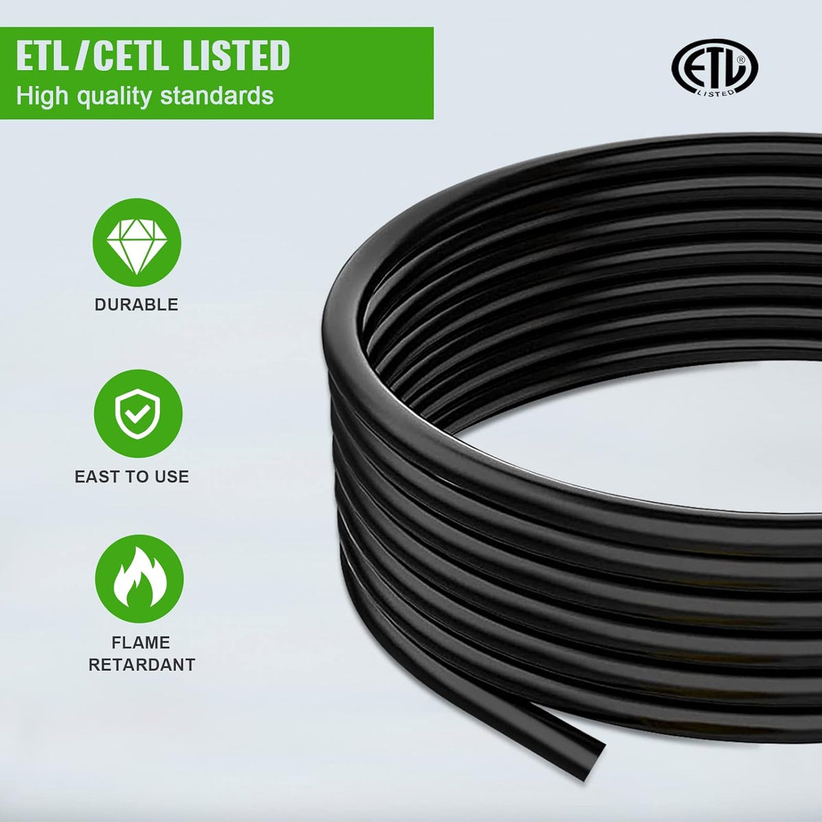 50Feet 30AMP RV Extension Cord Power Supply Cable, Heavy Duty, 10AWG/3C Gauge Wires C564547