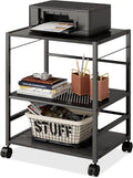 Black Mobile 3-Shelf Printer Stand with Adjustable Shelves Z1984