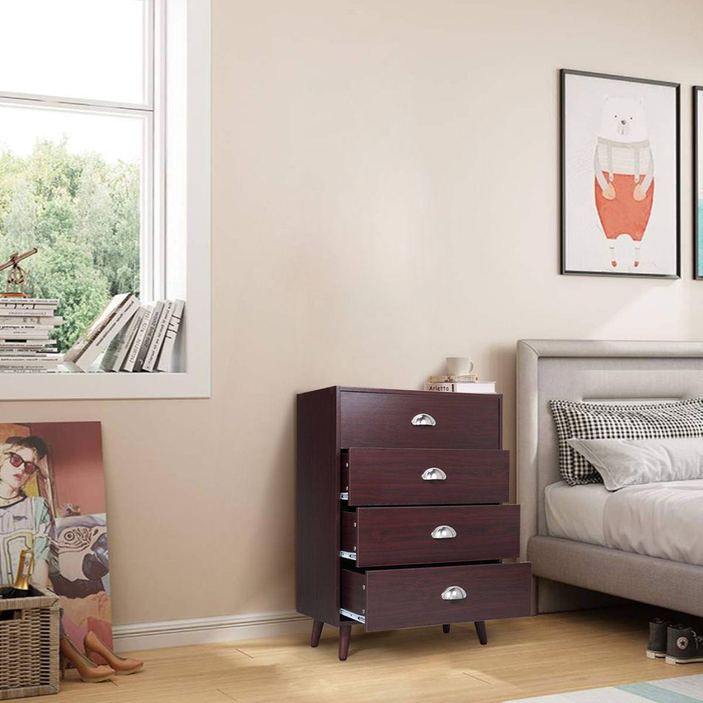 Brown 4 Drawer Nightstand Cabinet H31731