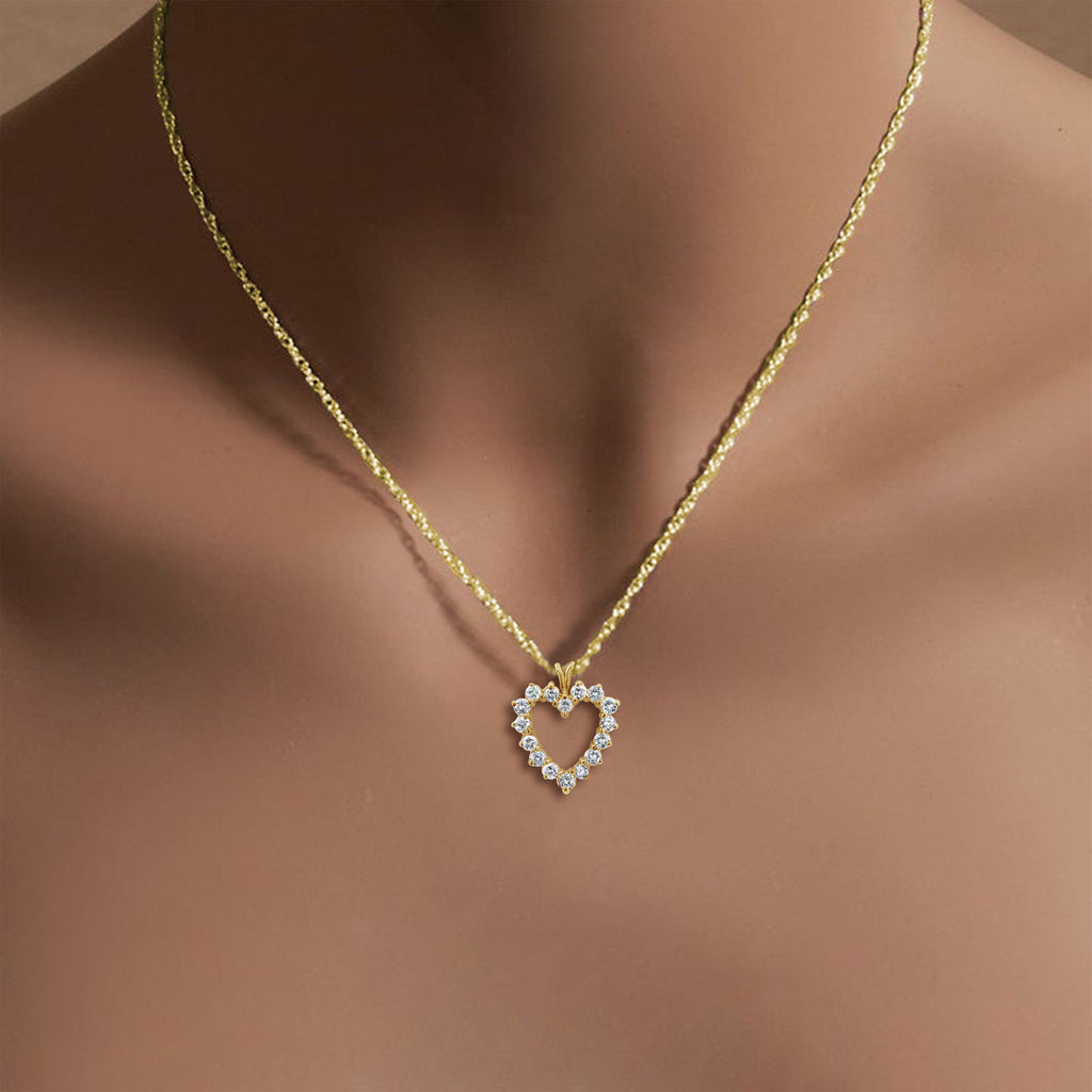 14k Yellow Gold Heart Shaped Diamond Necklace X555