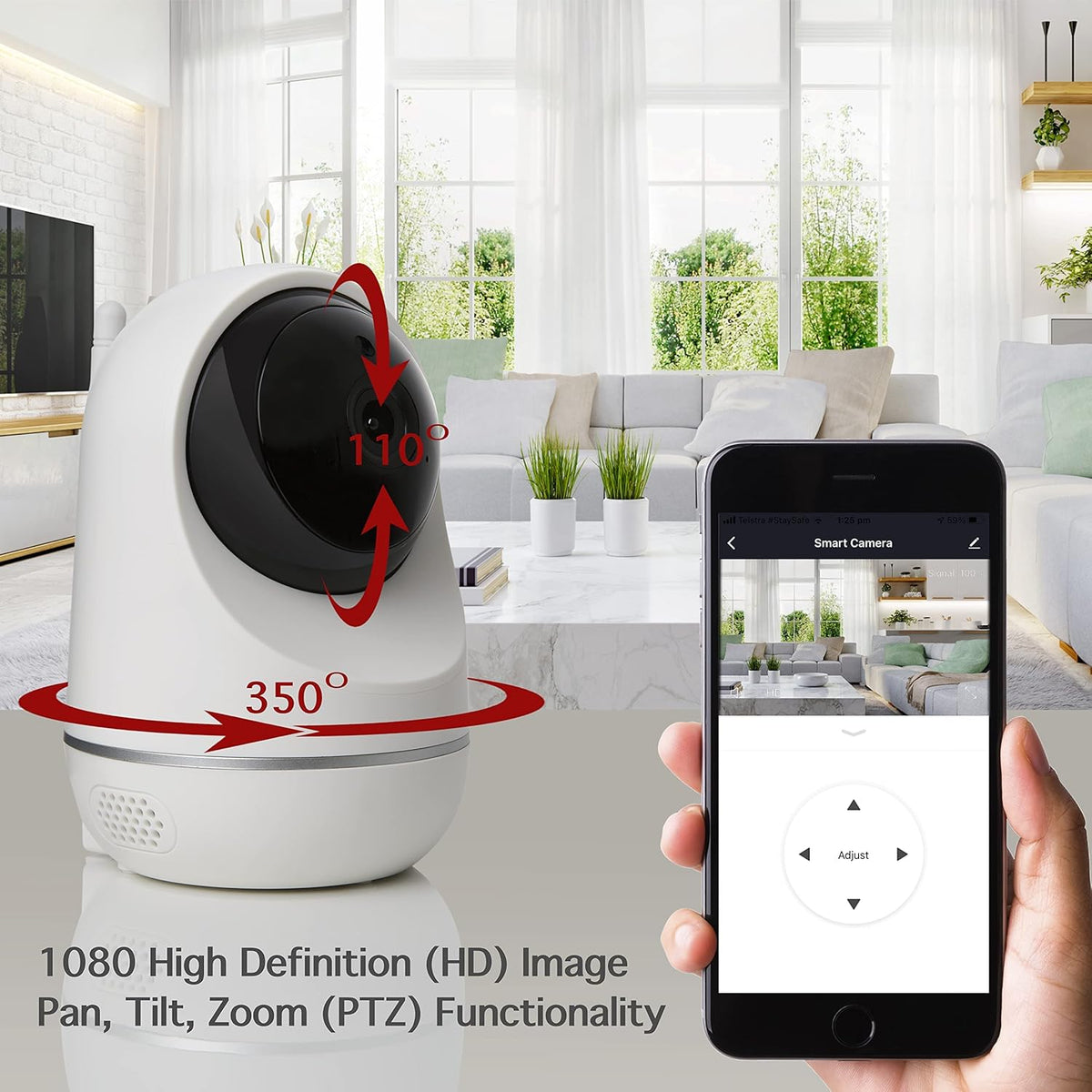 Wi-Fi Camera Pan Tilt Zoom with Audio & Video Recording, Pack of 2 I267440