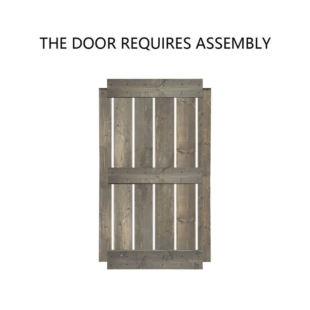 Solid Sage Green Stained Pine Wood Interior Sliding Barn Door Slab K56598
