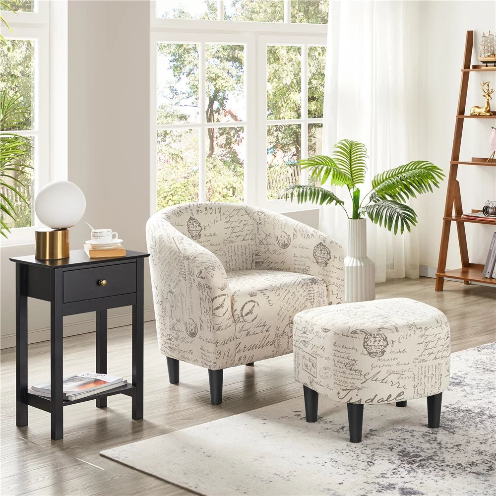 Fabric Accent Arm Chair and Ottoman Set Z272711