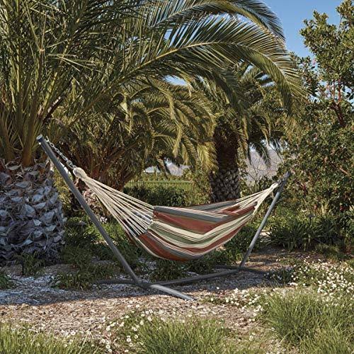 Heather Fern Green Stripe Hammock with Steel Stand O310007