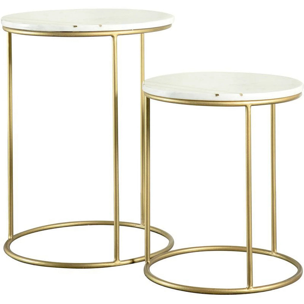2 Piece Round Marble Top Nesting Tables D44860