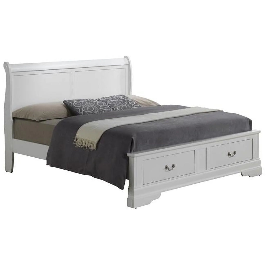 White Full Size Storage Sleigh Bed with 2 Drawers C418