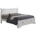 White Full Size Storage Sleigh Bed with 2 Drawers C418