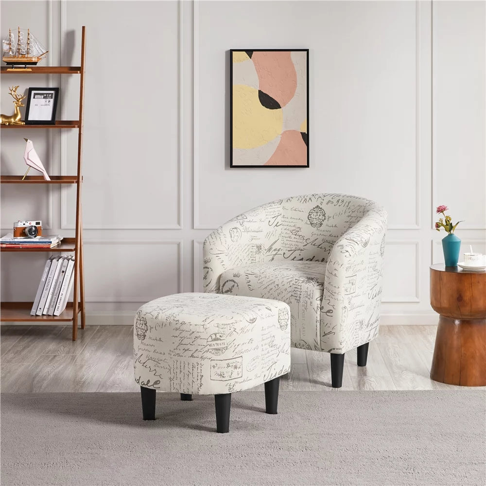 Fabric Accent Arm Chair and Ottoman Set Z272711