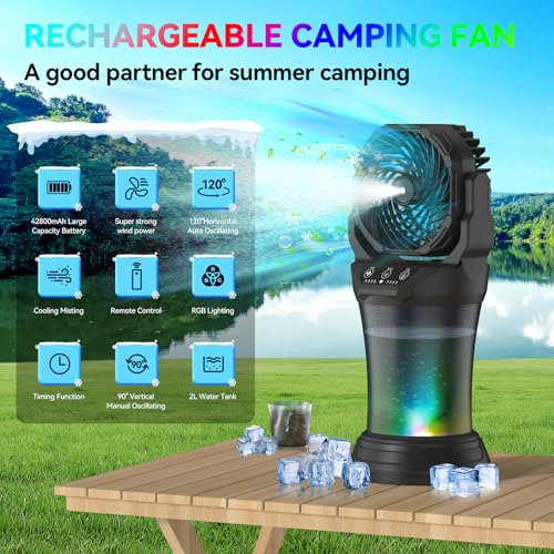 Portable Camping Misting Fan with Remote Control V198851