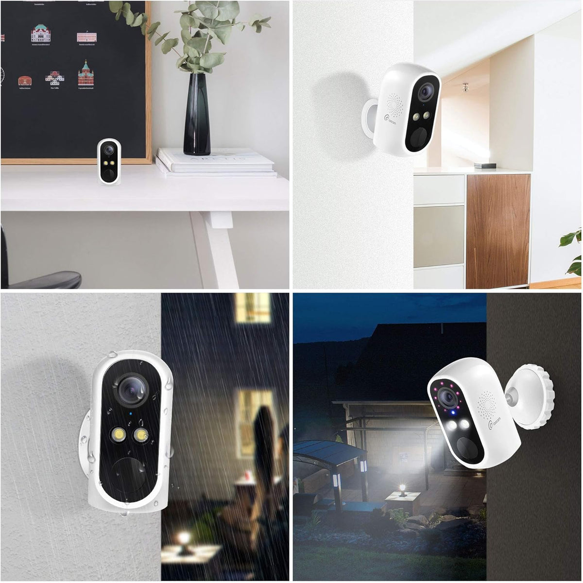 2 Pack 100% Wire Free Rechargeable Battery Powered IP Camera with Night Vision F447619