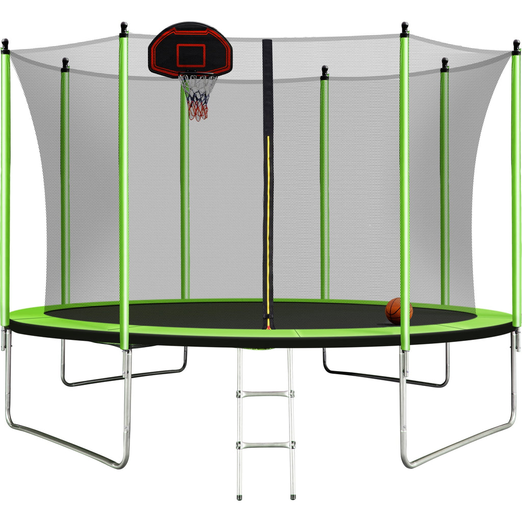 10FT Trampoline with Basketball Hoop and Ladder D79370
