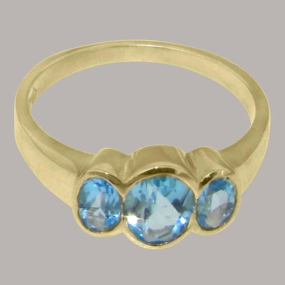 14k Yellow Gold Natural Blue Topaz Womens Ring M8194