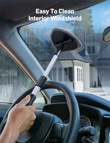 Windshield Cleaner with 4 Reusable Microfiber Pads and Extendable Handle L262